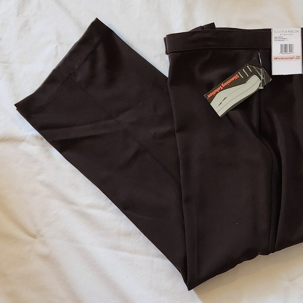 Sag Harbor dress pants sz 10P brown short length NWT - Picture 2 of 3